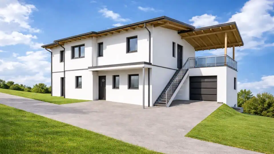 Aufstockung in Bad Kreuzen mit zweiter Wohneinheit und gedeckter Terrasse über der Garage