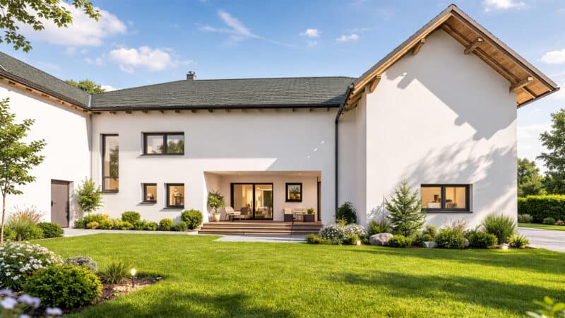 Planung Zubau Bauernhof Ohlsdorf – Neubau mit Spa-Bereich und sonnigem Innenhof